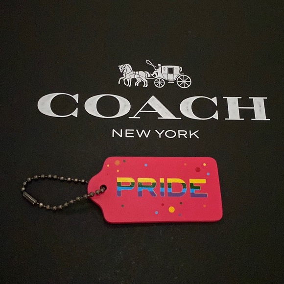 Coach Pride Limited Edition Frusia Pink Rainbow hangtag Bag Charm Fob Keychain - Picture 1 of 5